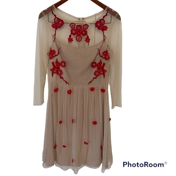Alice By Temperley Nude Embellished Embroidery Dress - Picture 1 of 16